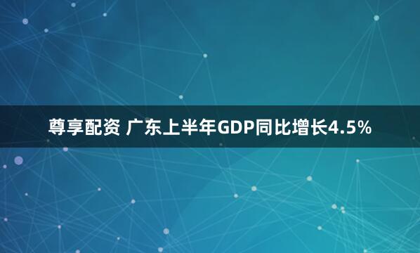 尊享配资 广东上半年GDP同比增长4.5%